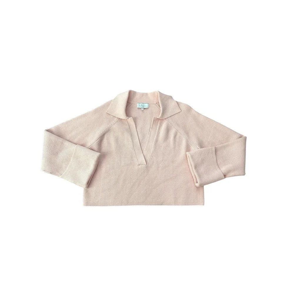 L'Academie Jersey Harvey Blush Pink Ribbed Knit Sweater XS Revolve Top - Picture 5 of 9